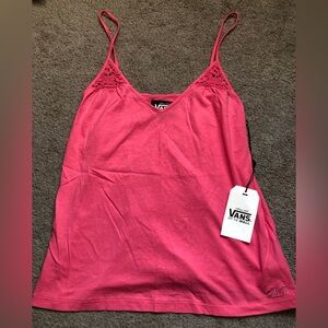 Vans Off The Wall Pink Tank Top V Neck Woman’s LARGE New With Tag